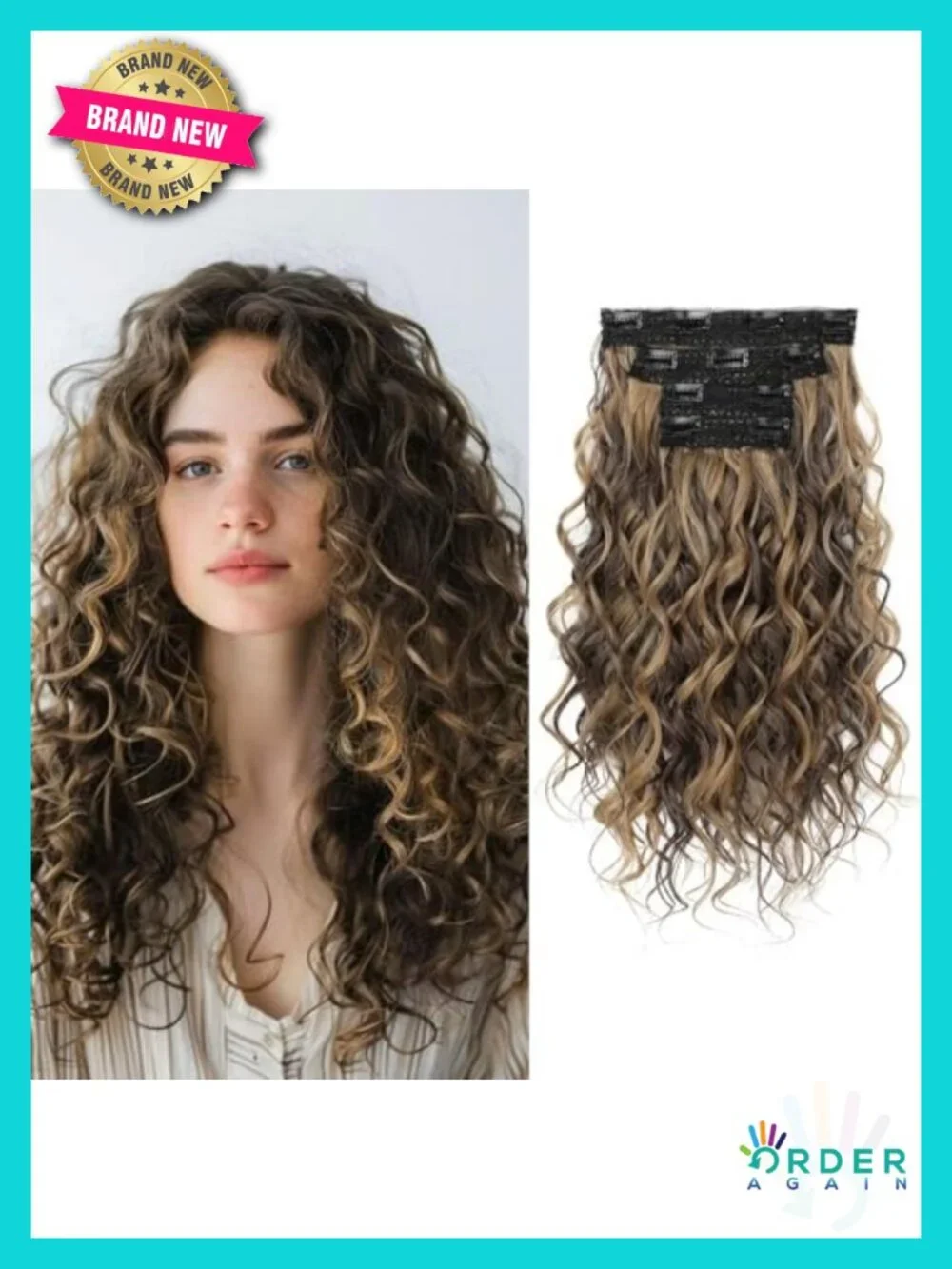 4PCS Clip In Curly Hair Extensions 16 inch Seamless Wefts Women